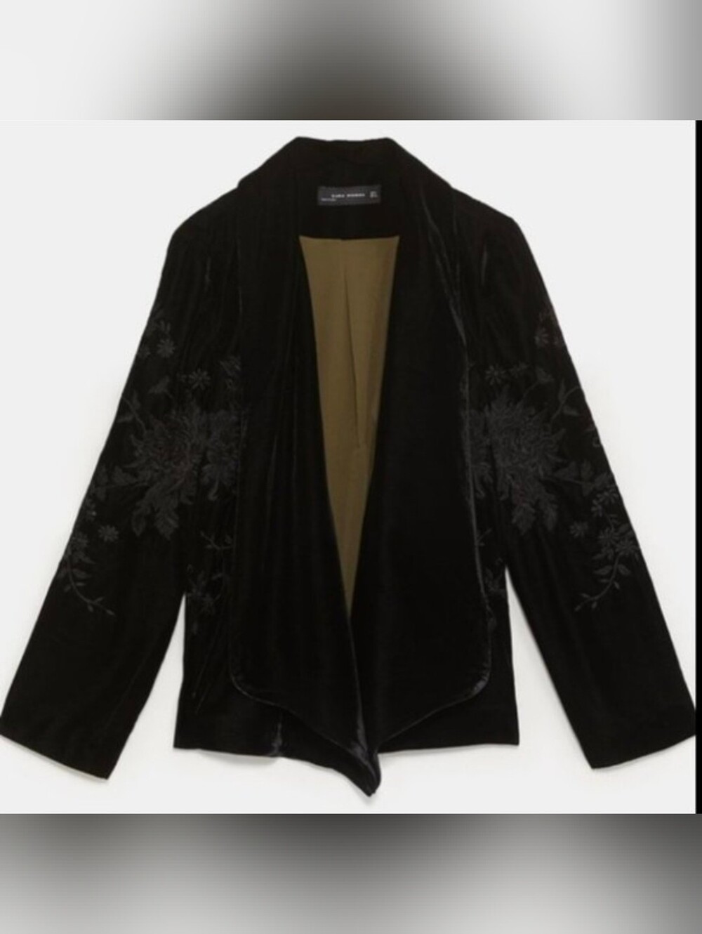 Zara Velvety Embroidered Rare Black Blazer